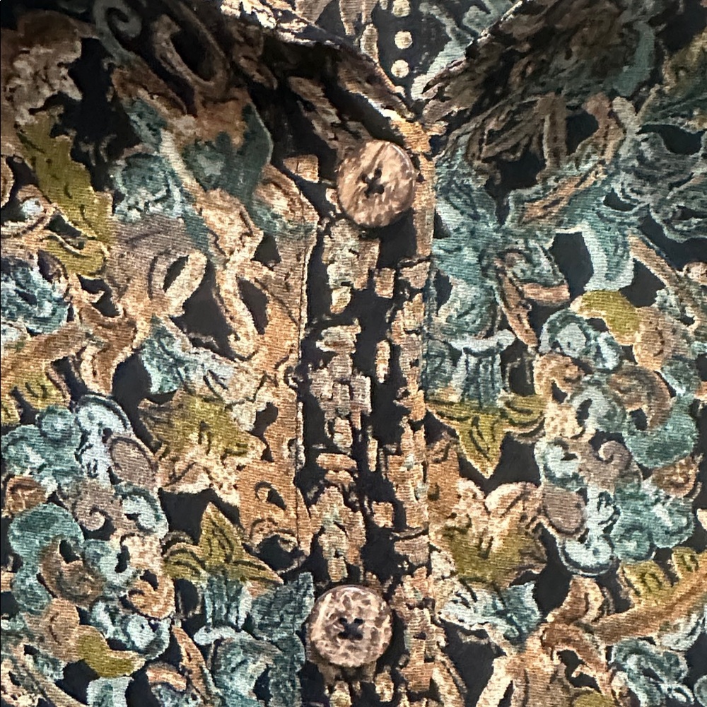 Carole Little vintage 90s long sleeve Top blouse floral brown green size 10 NWT - Picture 4 of 9